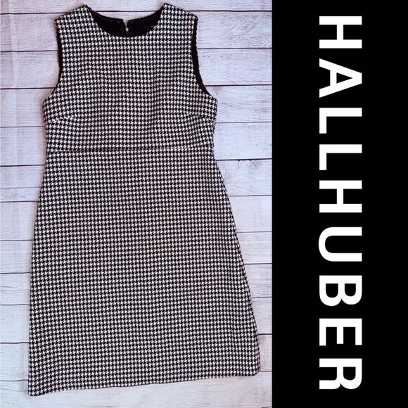 HALLHUBER Houndstooth Black & White Mod Short Sheath Dress Size EU 36 = Small - Picture 1 of 8